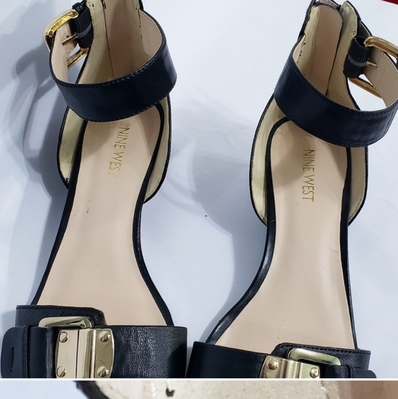 Nine West  Varsha Leather Sandal Wedge sz.8.5 - Picture 3 of 8